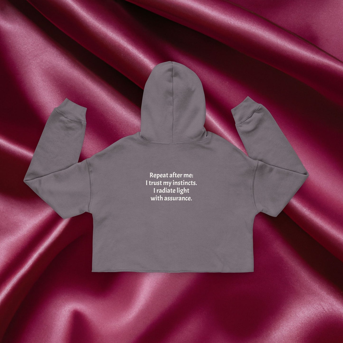 Quiet Confidence Cropped Hoodie — Minimalist Affirmation "Trust Yourself"