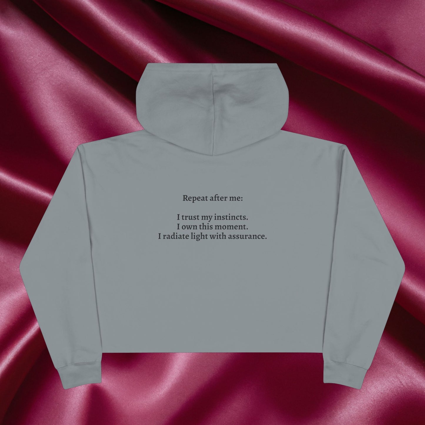 Quiet Confidence Crop Hoodie — Minimalist Affirmation 'Trust Yourself'