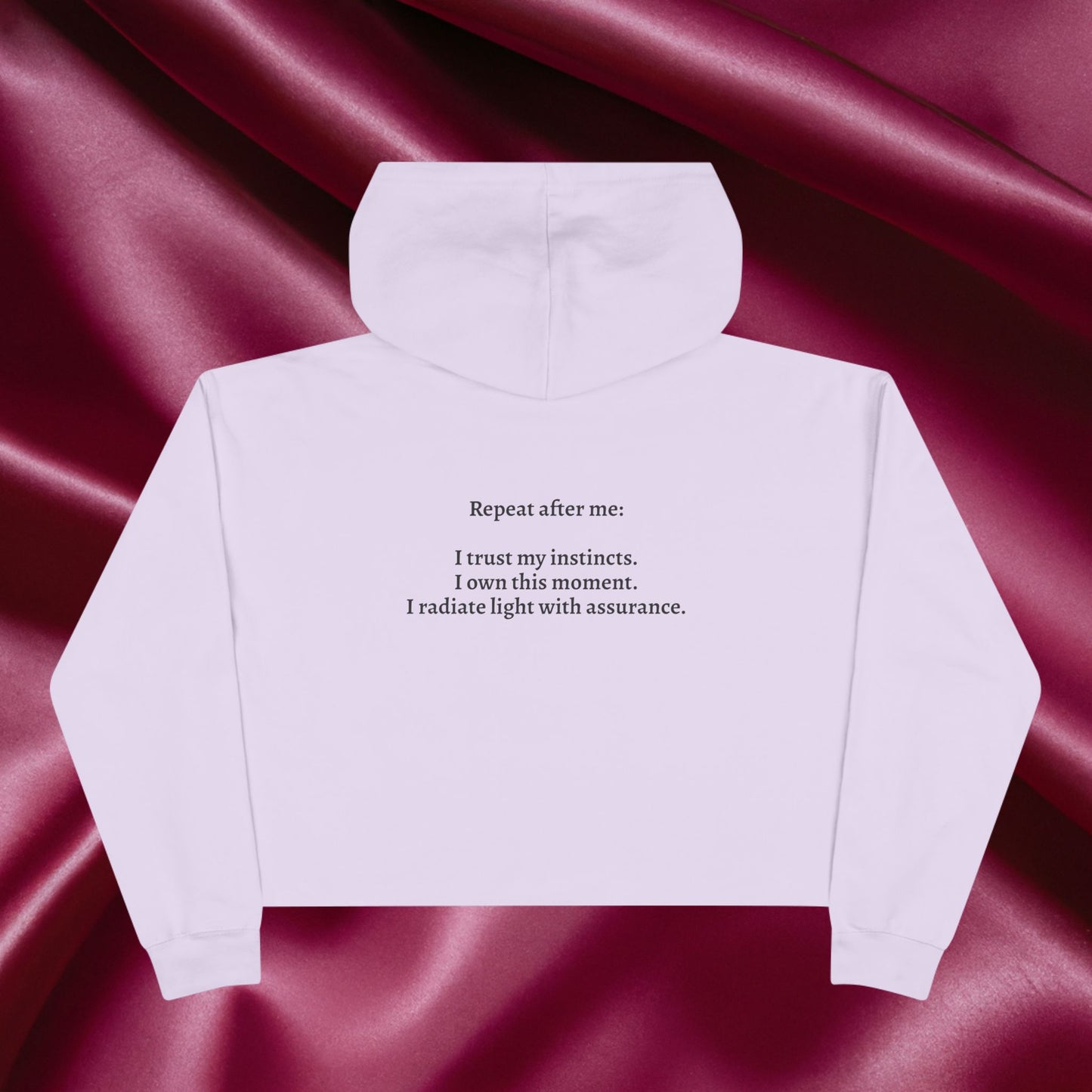 Quiet Confidence Crop Hoodie — Minimalist Affirmation 'Trust Yourself'