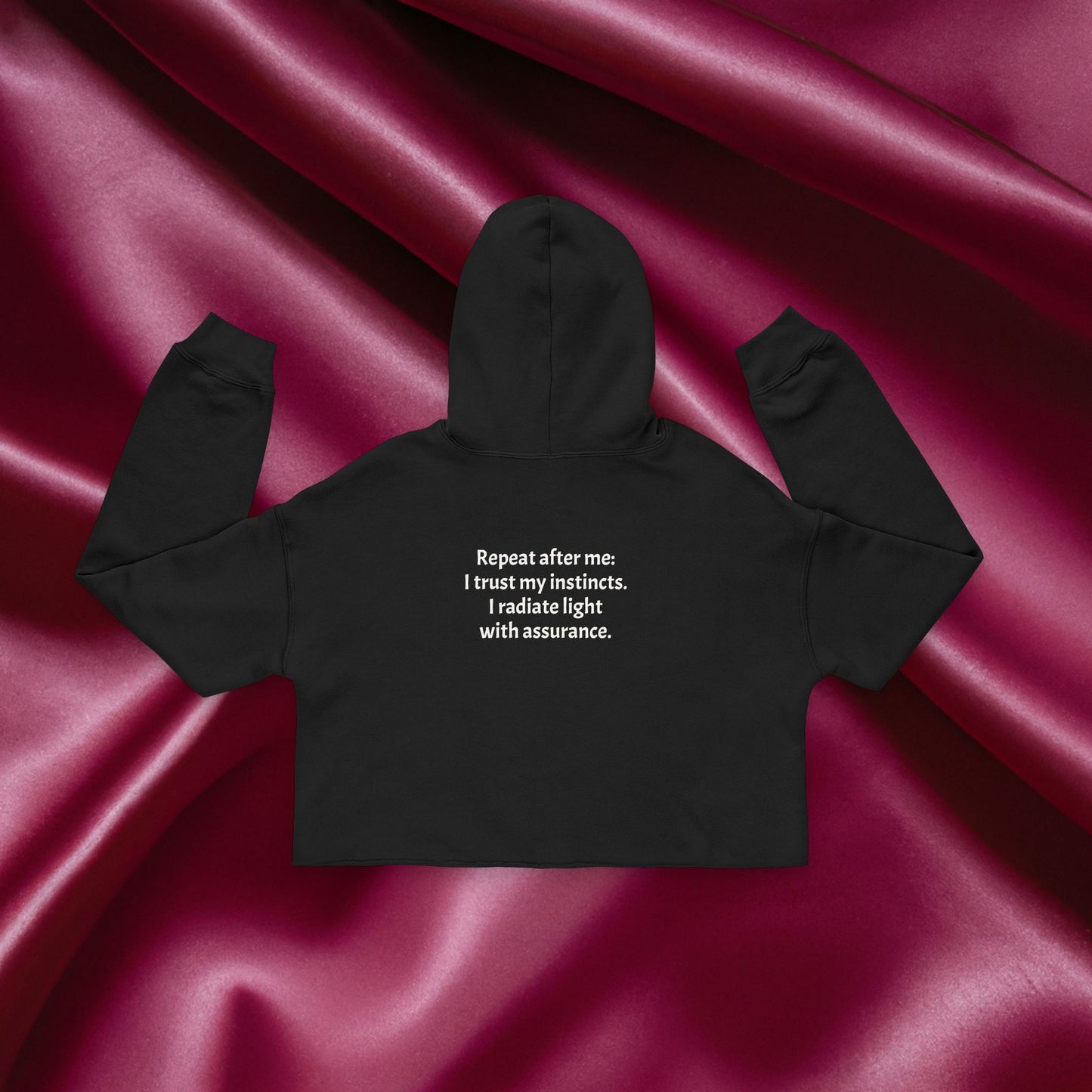 Quiet Confidence Cropped Hoodie — Minimalist Affirmation "Trust Yourself"