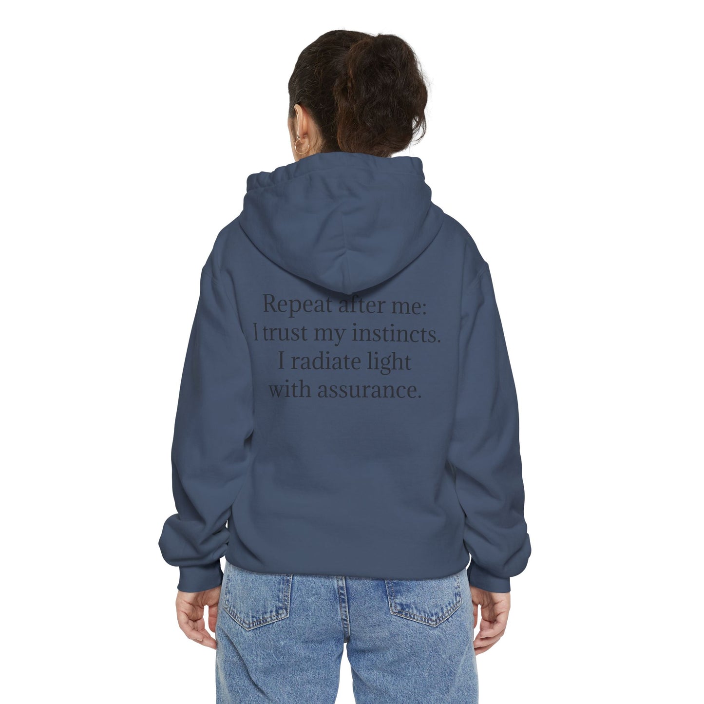 Quiet Confidence Hoodie — Minimalist Affirmation 'Trust Yourself' Jersey-Lined
