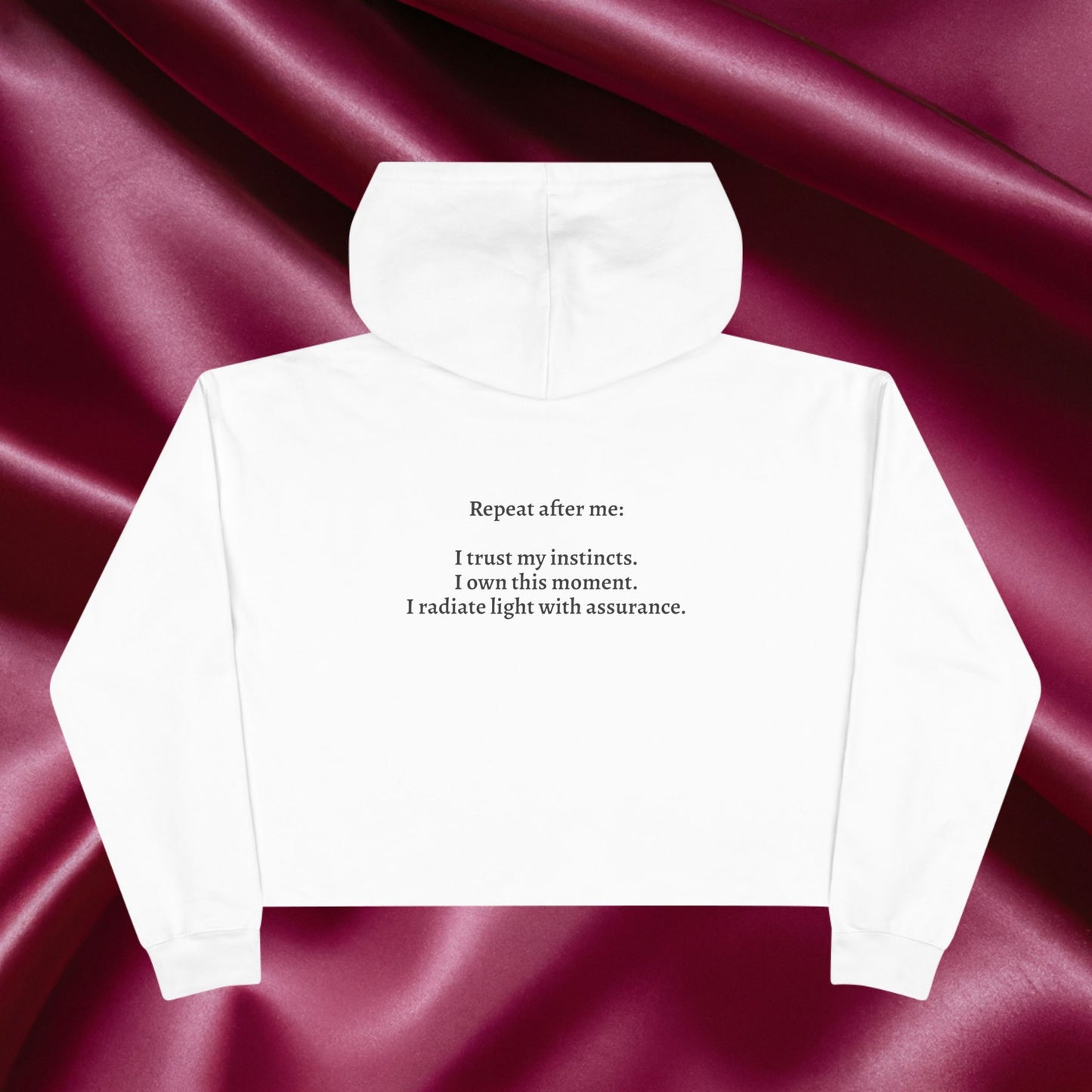 Quiet Confidence Crop Hoodie — Minimalist Affirmation 'Trust Yourself'