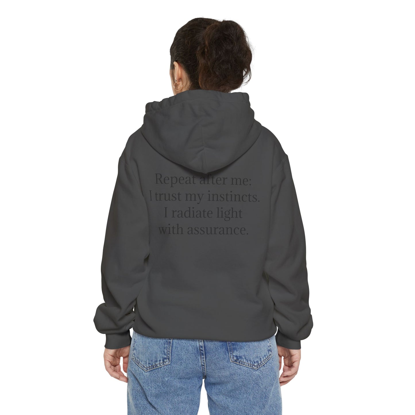 Quiet Confidence Hoodie — Minimalist Affirmation 'Trust Yourself' Jersey-Lined