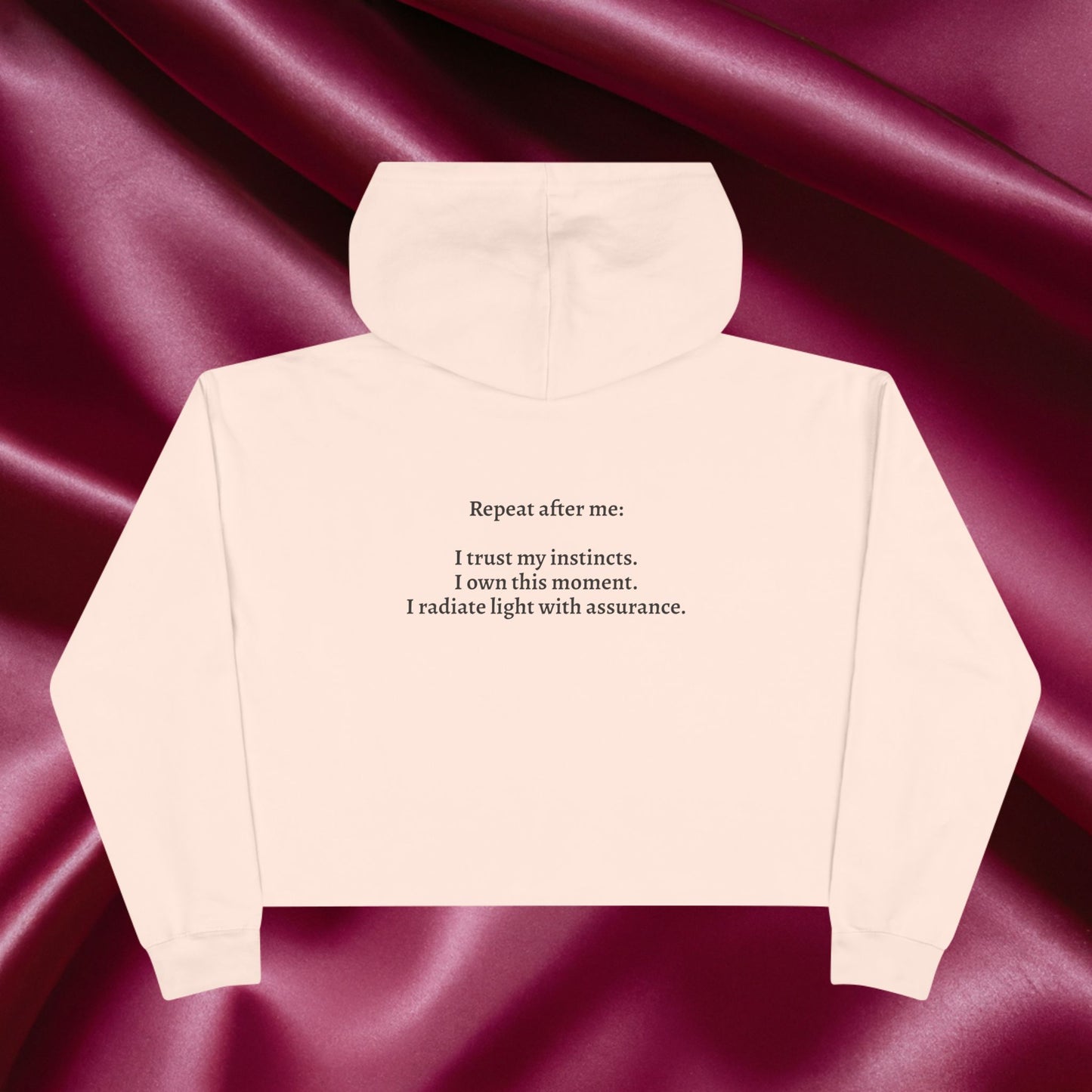 Quiet Confidence Crop Hoodie — Minimalist Affirmation 'Trust Yourself'