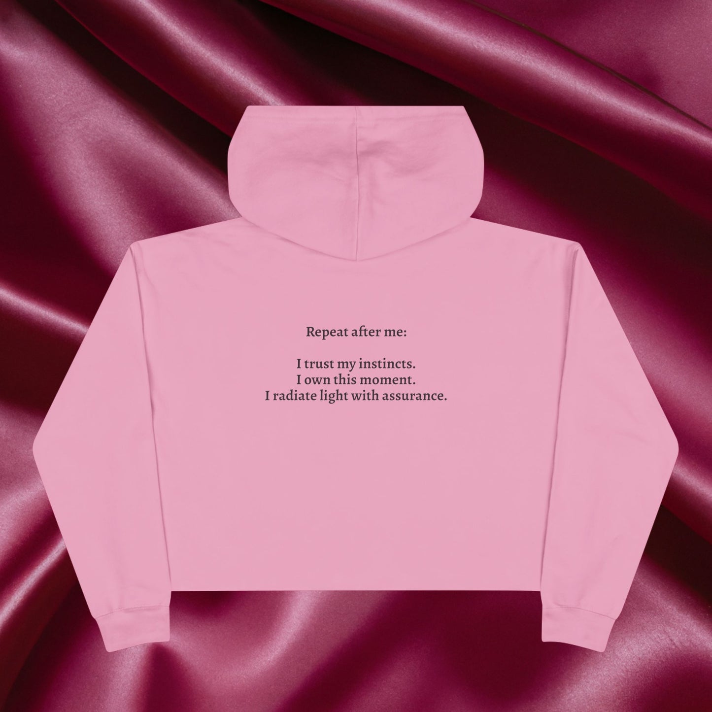 Quiet Confidence Crop Hoodie — Minimalist Affirmation 'Trust Yourself'