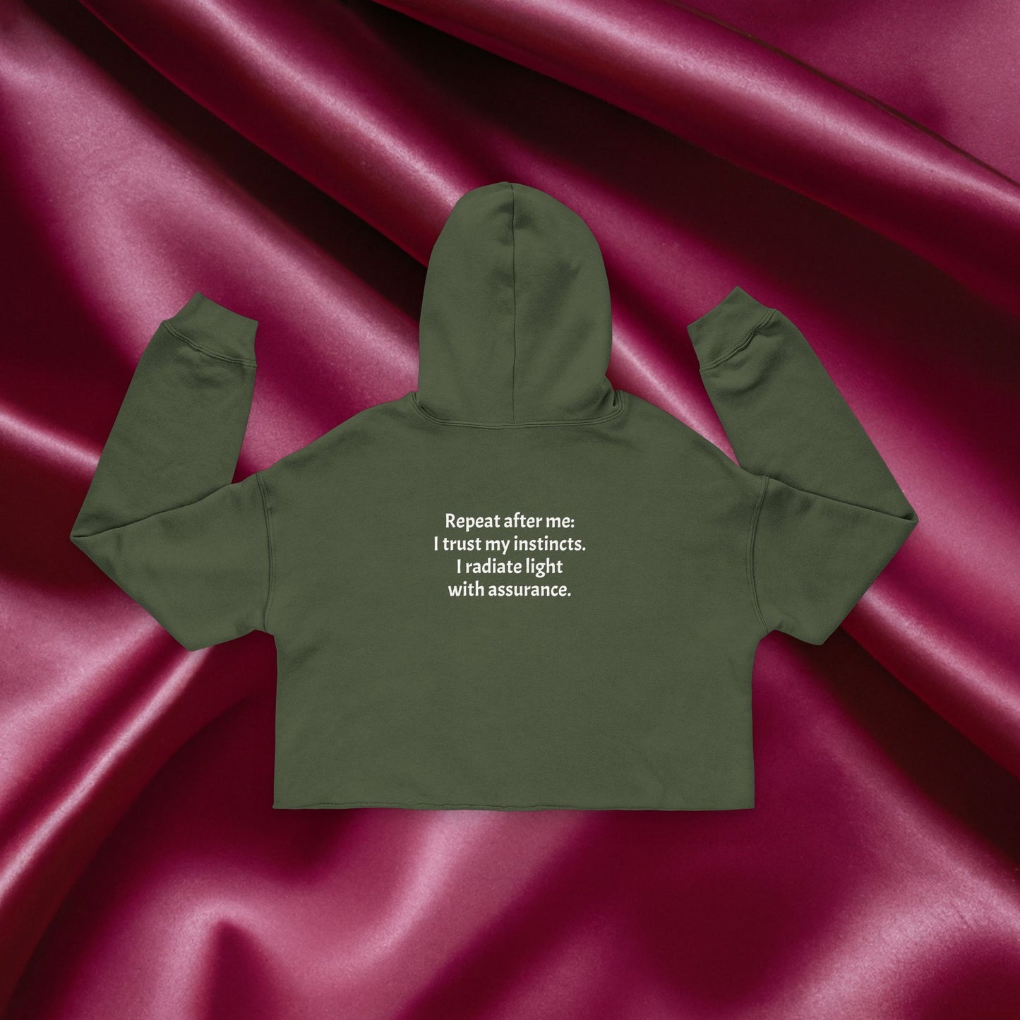 Quiet Confidence Cropped Hoodie — Minimalist Affirmation "Trust Yourself"